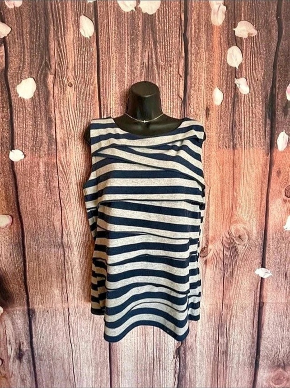 Verve Striped Tunic in Navy Blue & Gray Size XL